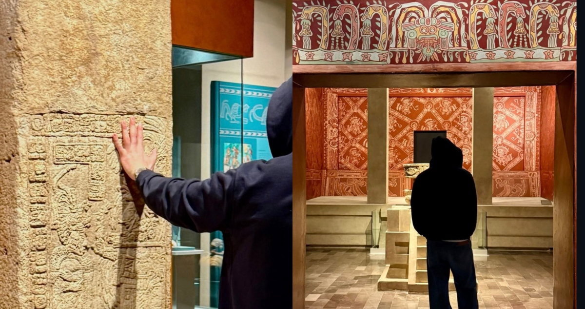 Llaman la atención a Bad Bunny por interactuar con una pieza histórica en museo de México