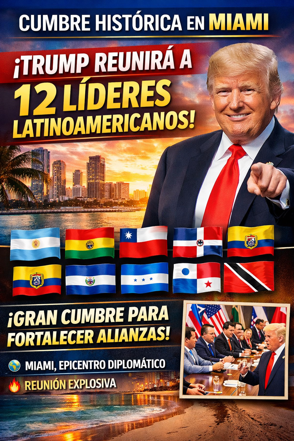 Leavitt confirma cumbre histórica en Miami: Trump reunirá a líderes de 12 países latinoamericanos