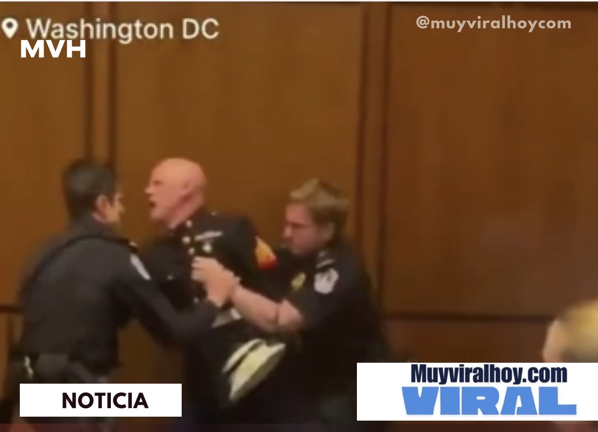 Senador ayuda a sacar a manifestante y el momento se vuelve viral