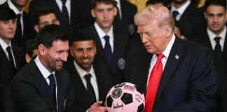 Lionel Messi entrega balón de Inter Miami a Donald Trump en la Casa Blanca