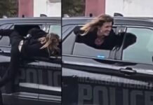 🚨 Mujer esposada escapa de patrulla policial por la ventana y desata burlas en redes