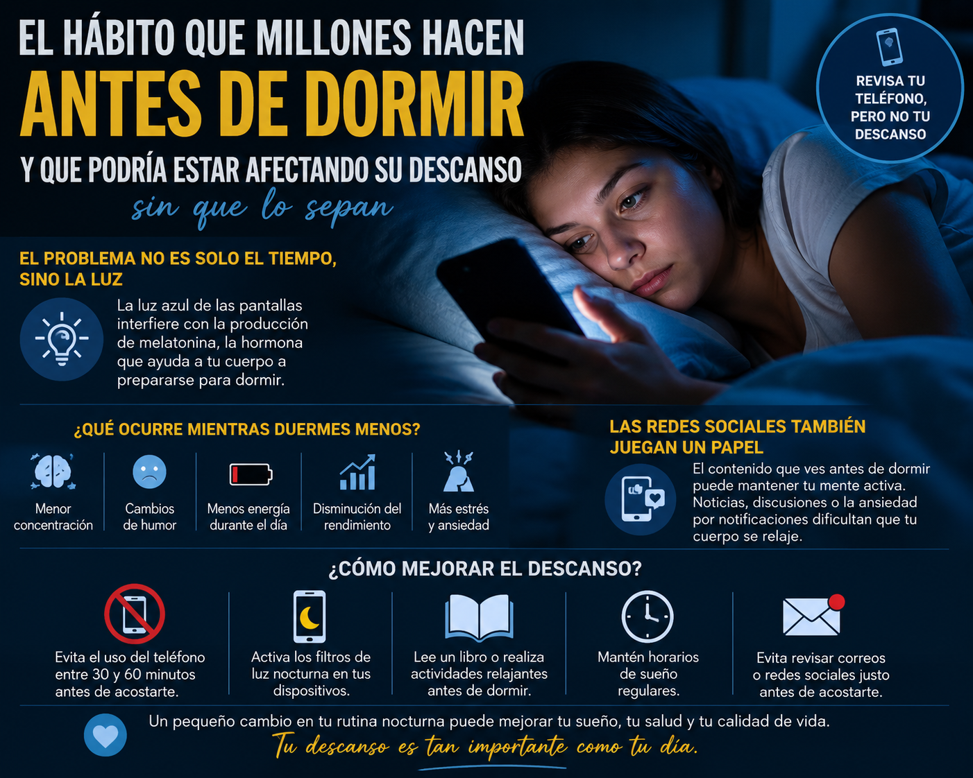 El hábito que millones hacen antes de dormir y que podría estar afectando su descanso sin que lo sepan