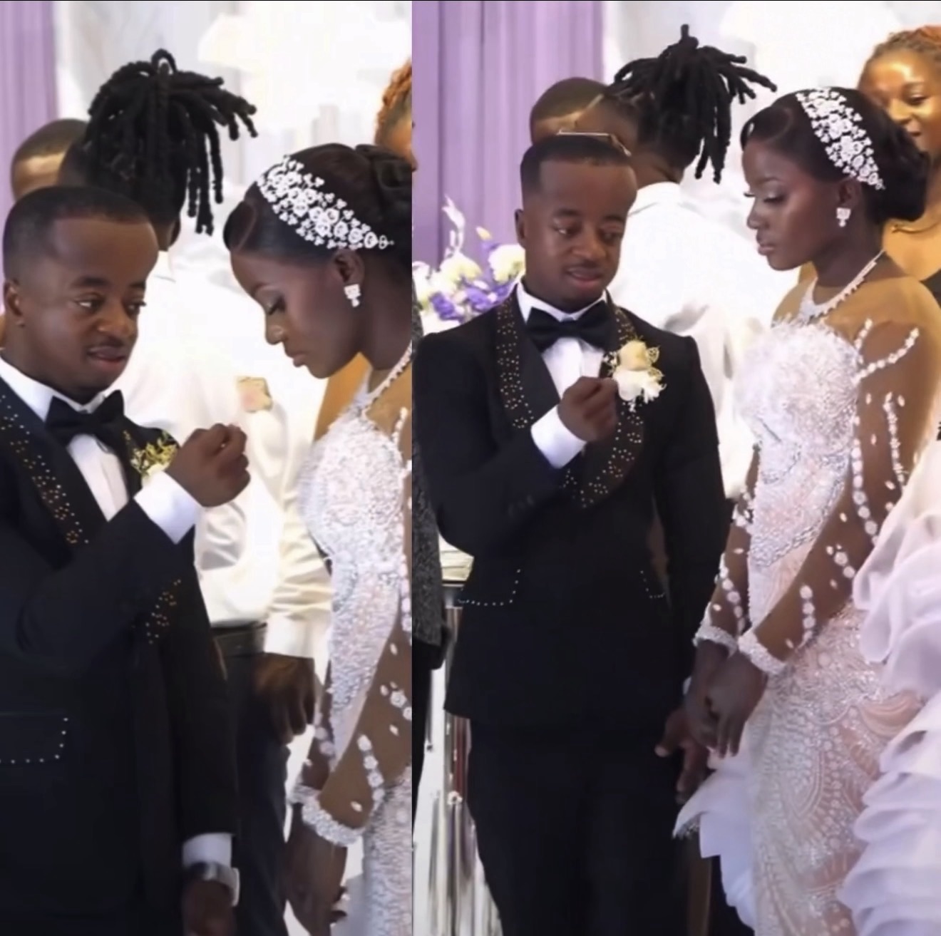 Novia se vuelve viral por su inesperada reacción al ver a su esposo por primera vez en el altar
