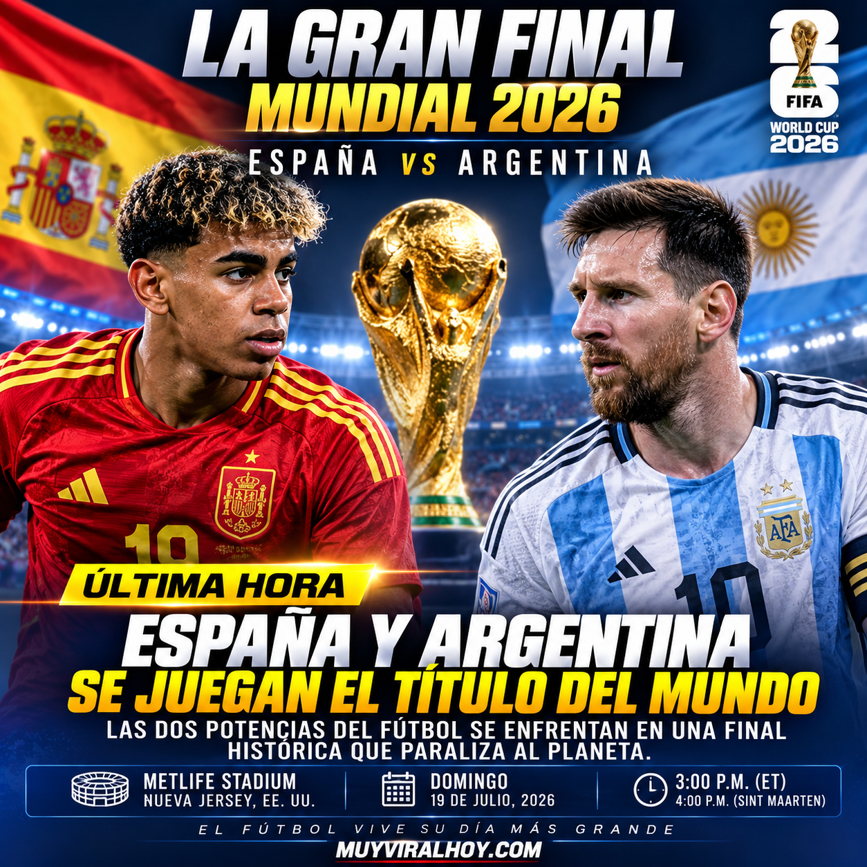 🏆 España y Argentina disputan la gran final del Mundial 2026: el planeta fútbol contiene la respiración