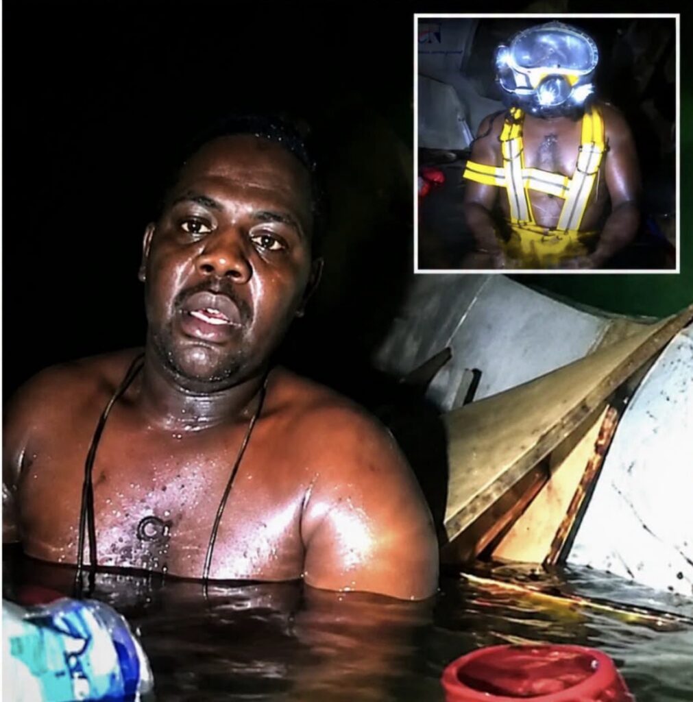 Hombre sobrevive casi 60 horas atrapado dentro de un barco hundido en el fondo del océano
