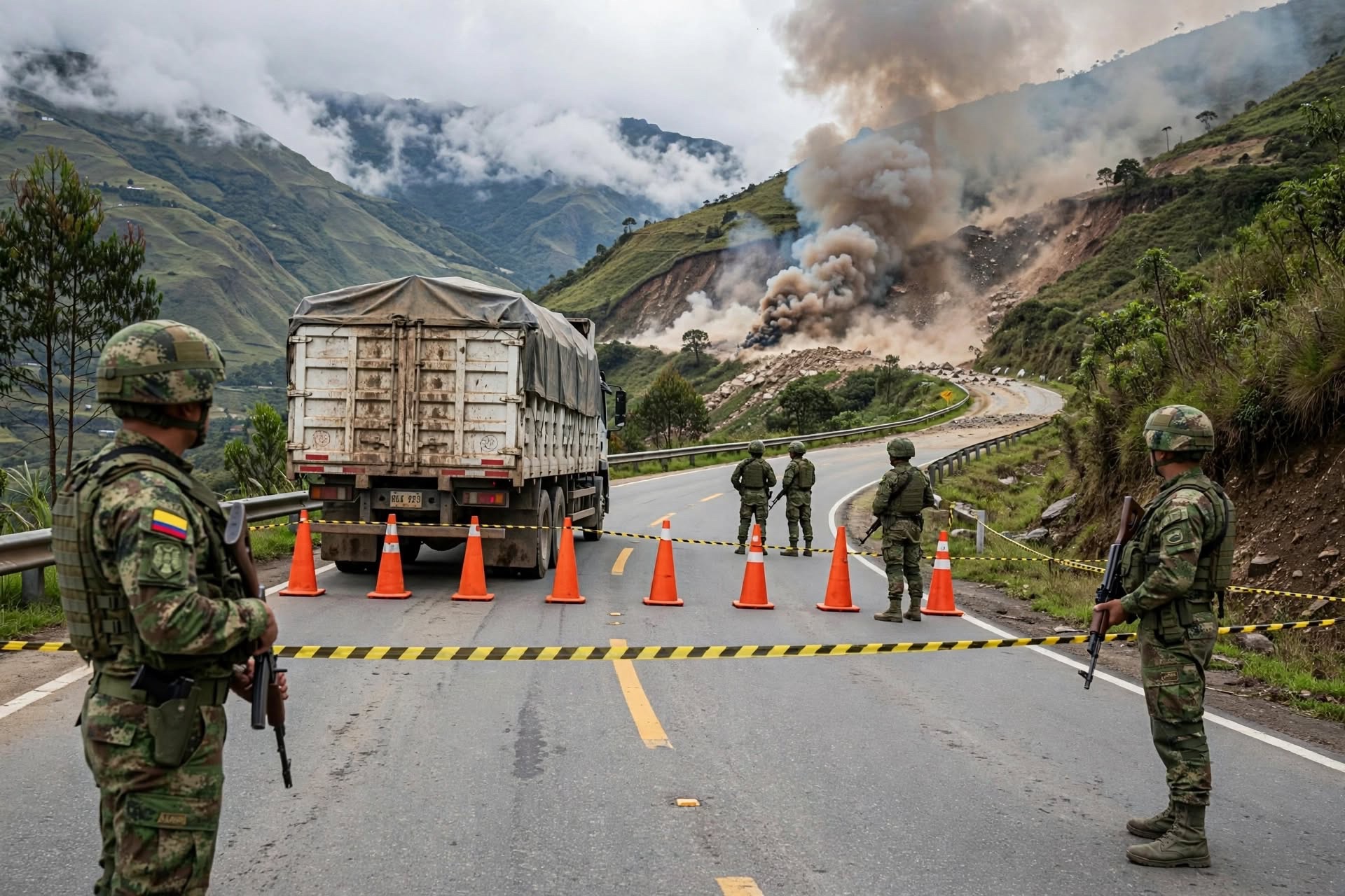 ATAQUE EN LA VÍA PANAMERICANA DEJA UN MILITAR MUERTO Y VÍA CERRADA ENTRE CAUCA Y NARIÑO: ELN Y DISIDENCIAS ARRECIAN OFENSIVA CON DRONES